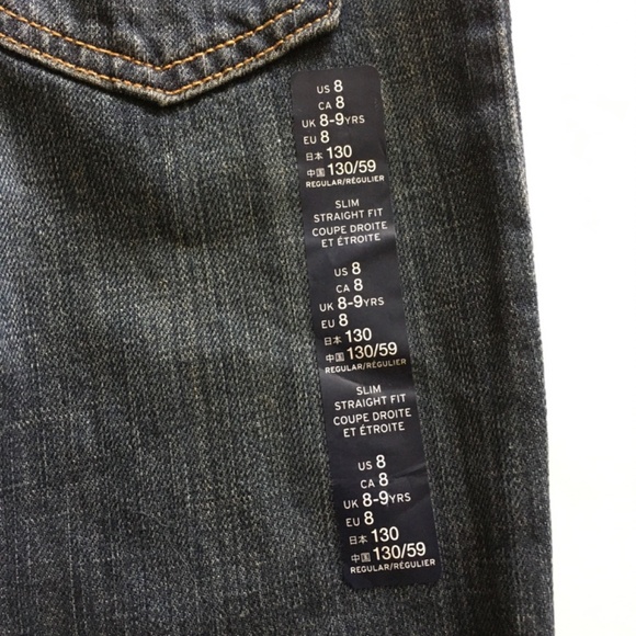 Boys Gap Kids Denim Jeans Slim Straight Adjustable Waist Blue Sz 8 Dark Wash NWT - Picture 7 of 16